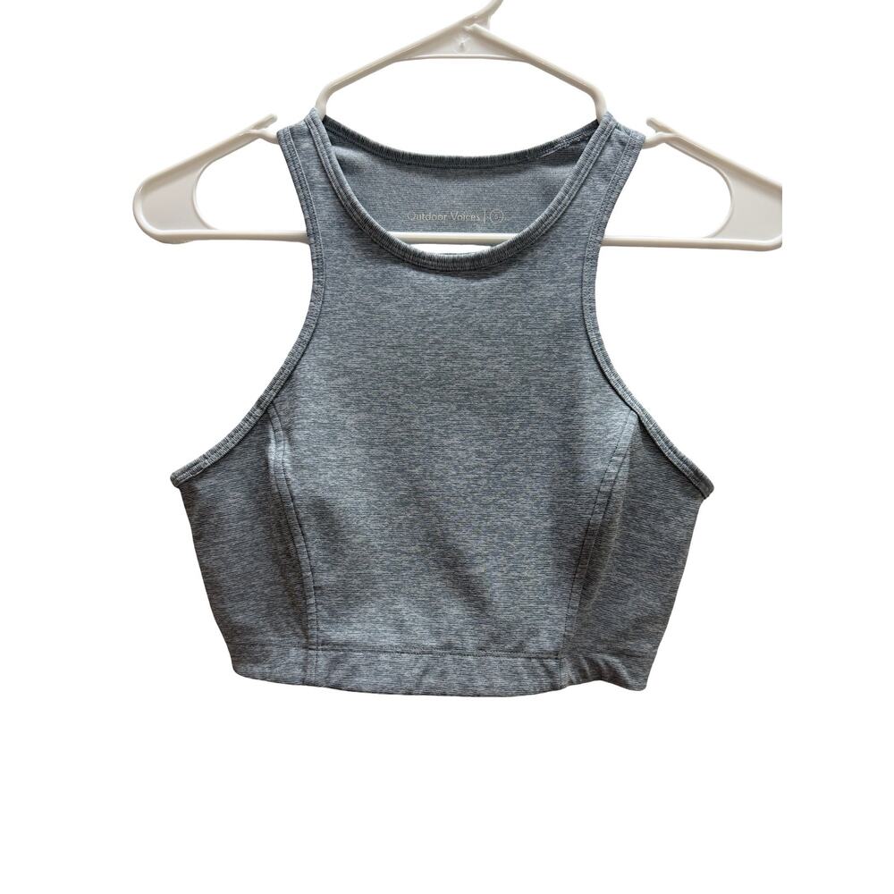 OUTDOOR VOICES Athena Heather Slate Blue Crop Top Sz S